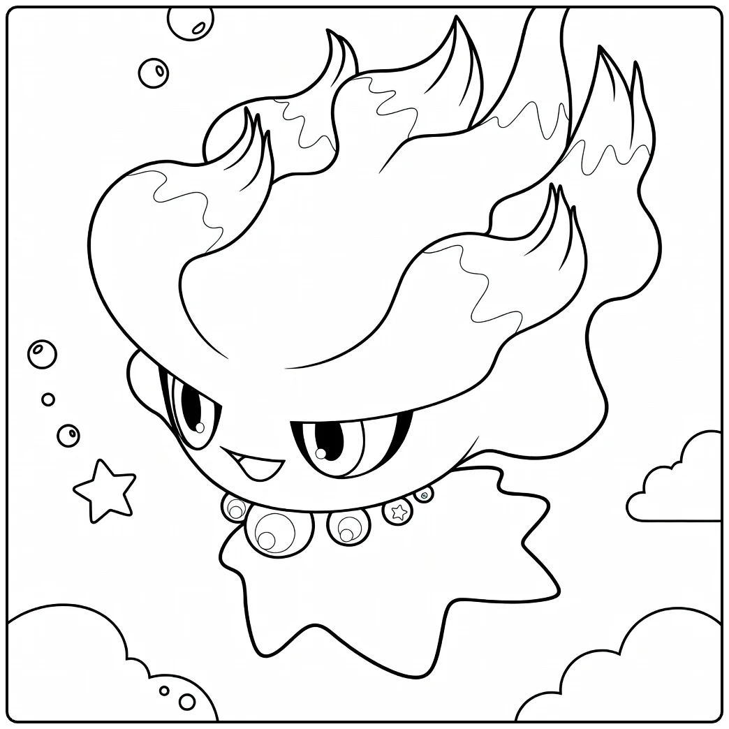 Misdreavus Fiery Pokemon for Kids coloring page