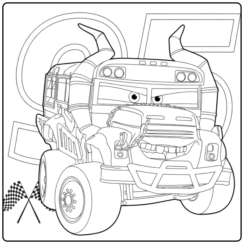 miss Fritter Monstertruck with Hoorns and 95 coloring page