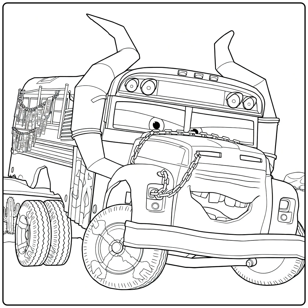 miss Fritter Tough Bus from Cars 3 coloring page