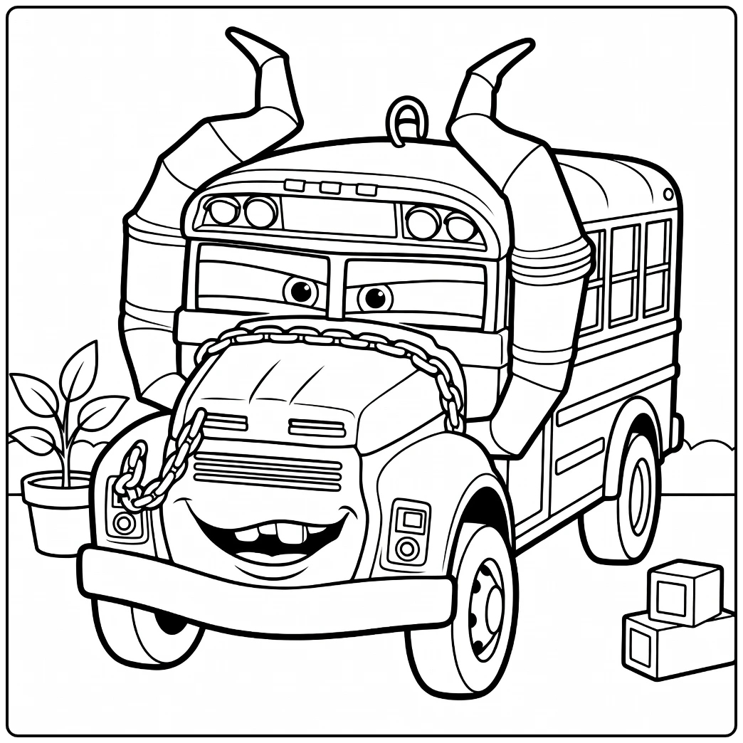 miss Fritter from Cars 3 with Kettingen coloring page
