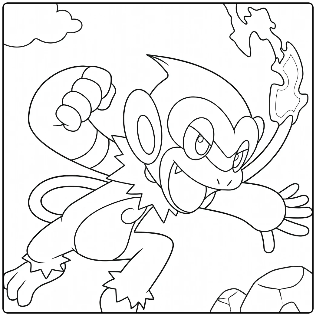 Monferno Flames and Tough Jump coloring page