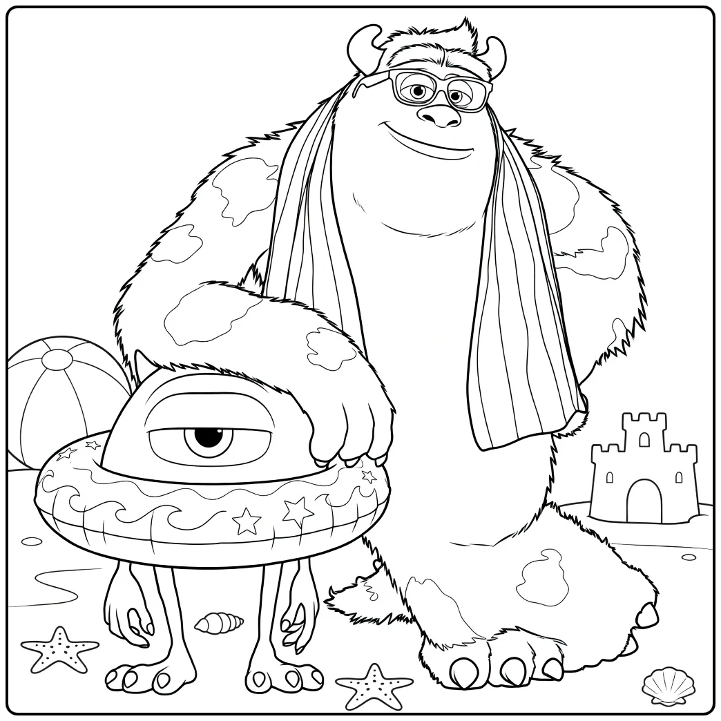 monsters and co coloring page sulley mike strandvakantie