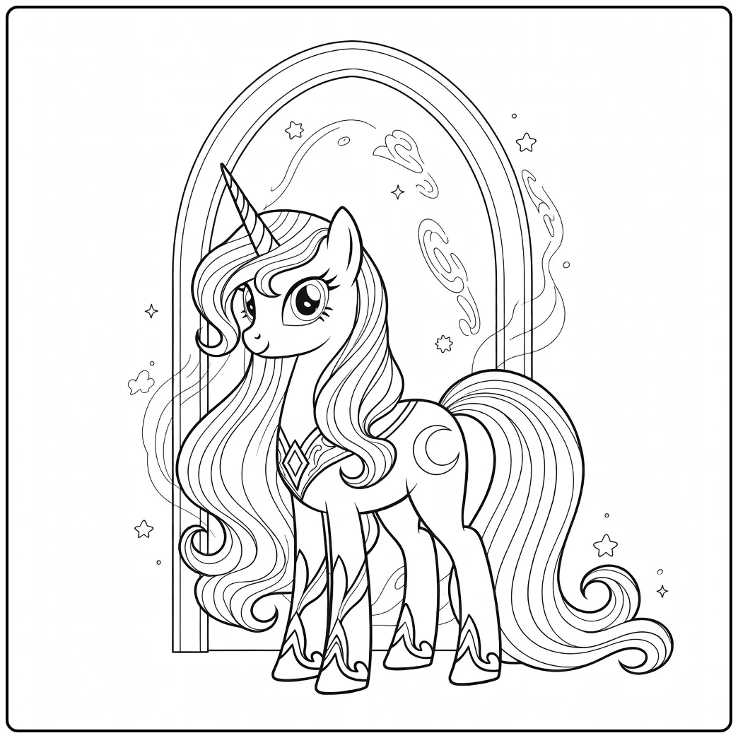 My Little Pony Princess Luna Moon and Stars coloring page
