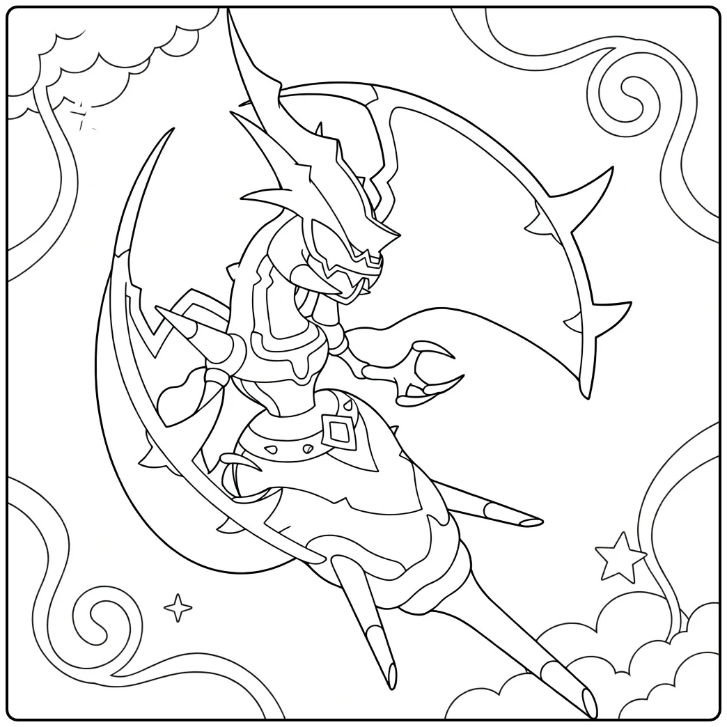 naganadel coloring page in dynamische pose