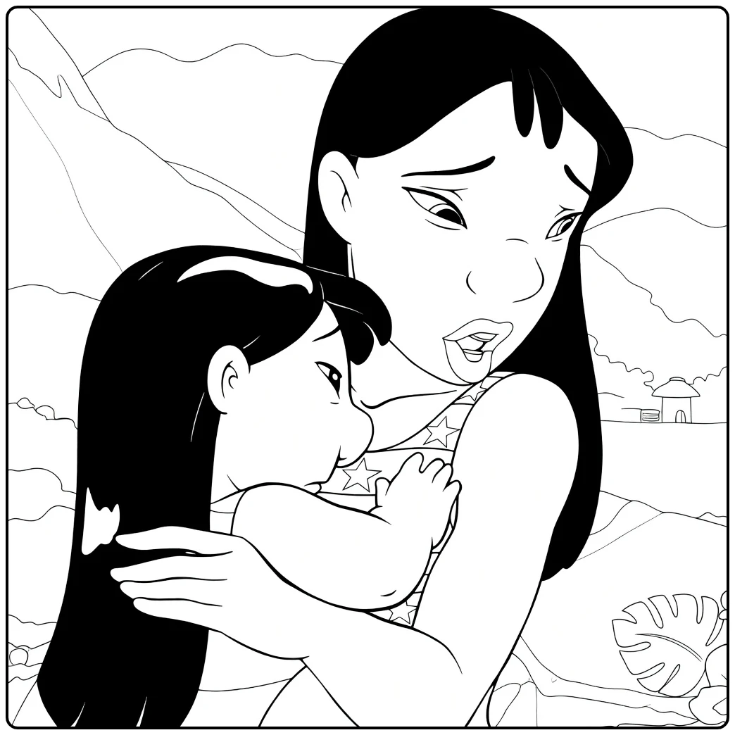 nani Lilo Lilo and Nani Omhelzen coloring page