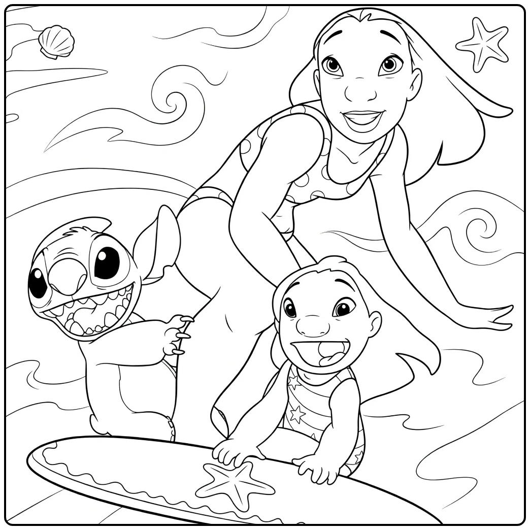 nani Lilo Lilo and Stitch Surfen coloring page