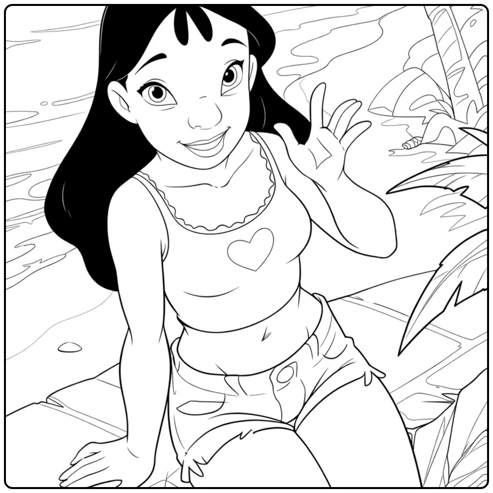 nani Lilo Lilo on Het Tropische Beach coloring page