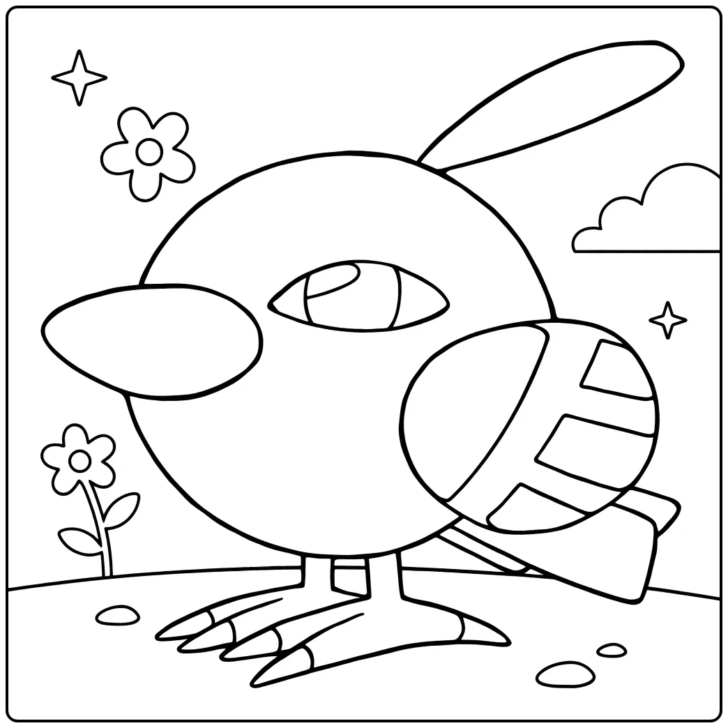 Natu Fun Around Little Creature with Flowers coloring page
