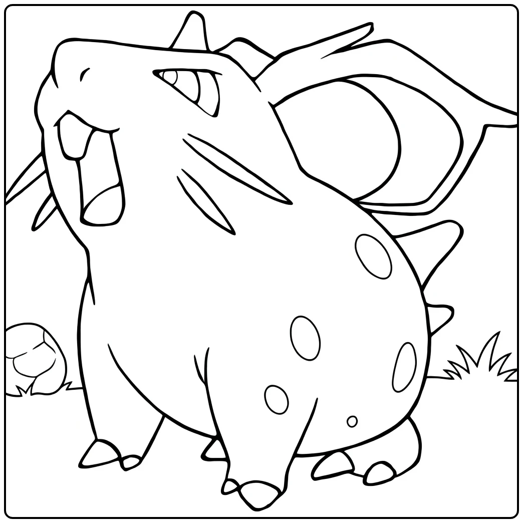 Nidoqueen for Kids Tough Dragon Figure coloring page