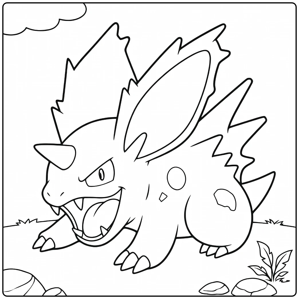 Nidoran Fierce Pokemon in Action coloring page