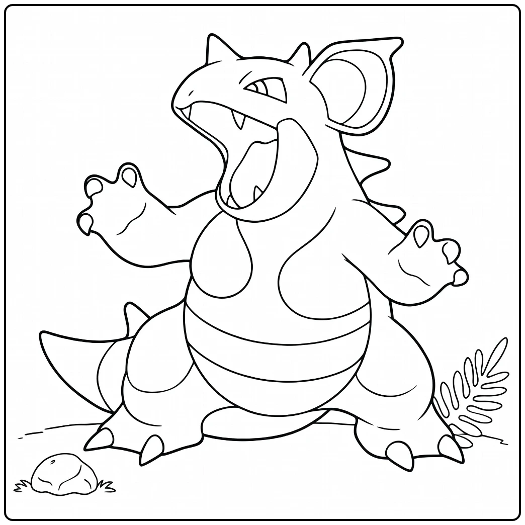 Nidorina in Dynamic Attack Pose coloring page