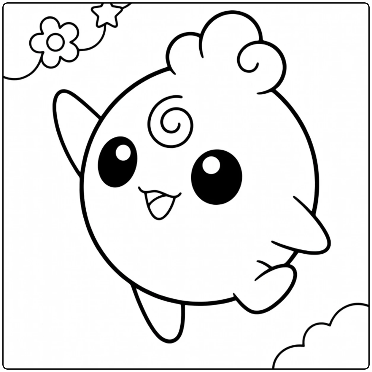 noctowl coloring page with stars clouds and happy lach