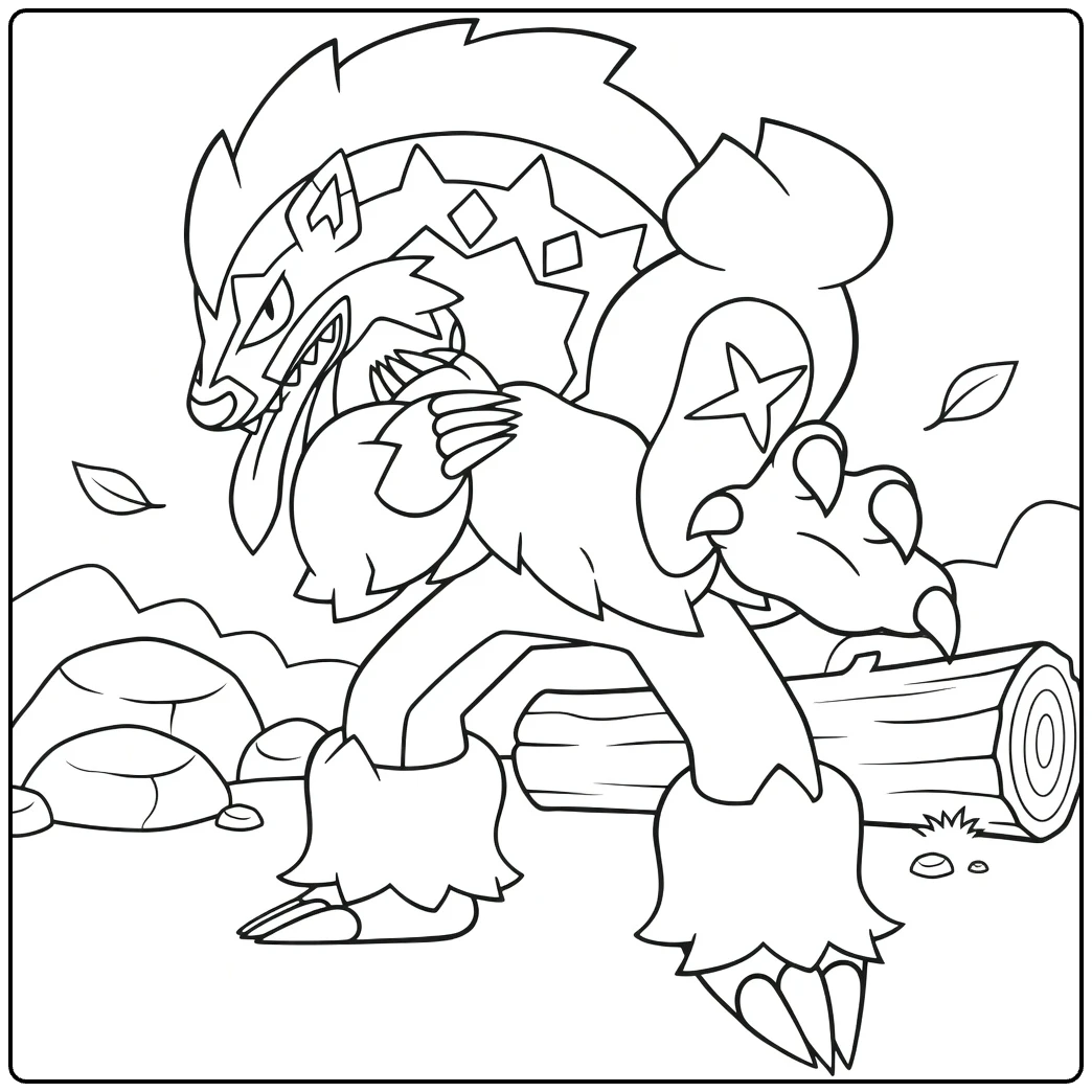 Obstagoon for Kids Roaring in the Nature coloring page