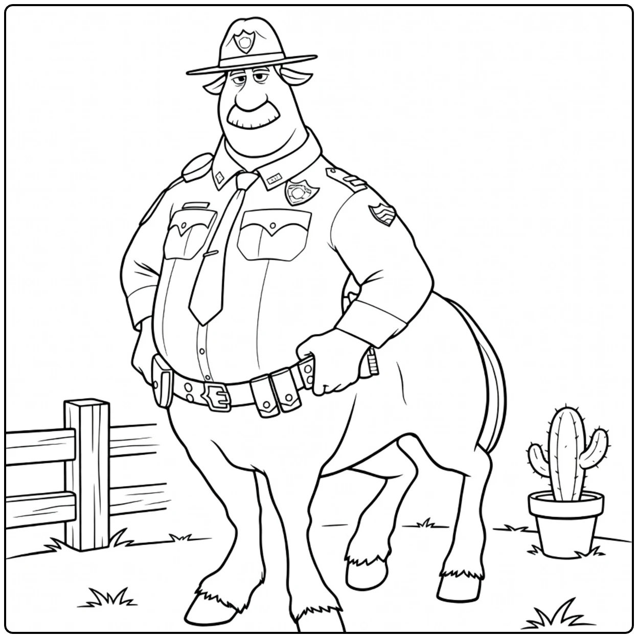 Officer Colt Bronco coloring page showing the centaur police officer