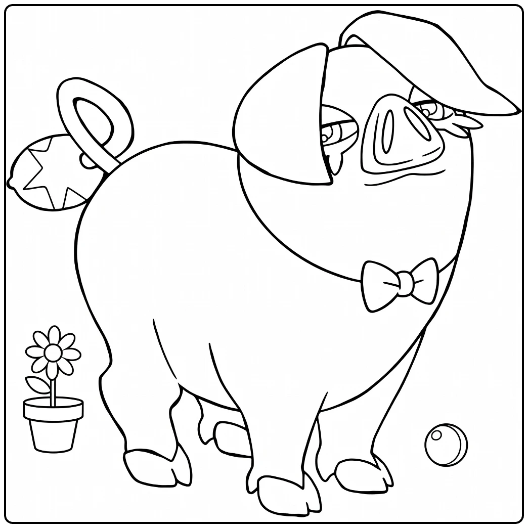 oinkologne male coloring page with citroenstaart flower and ball