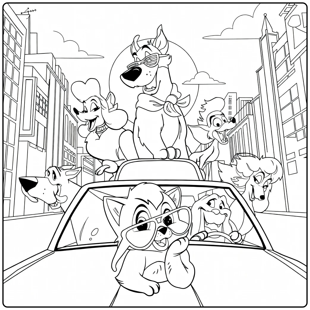 oliver Company Disney Animals in the City coloring page
