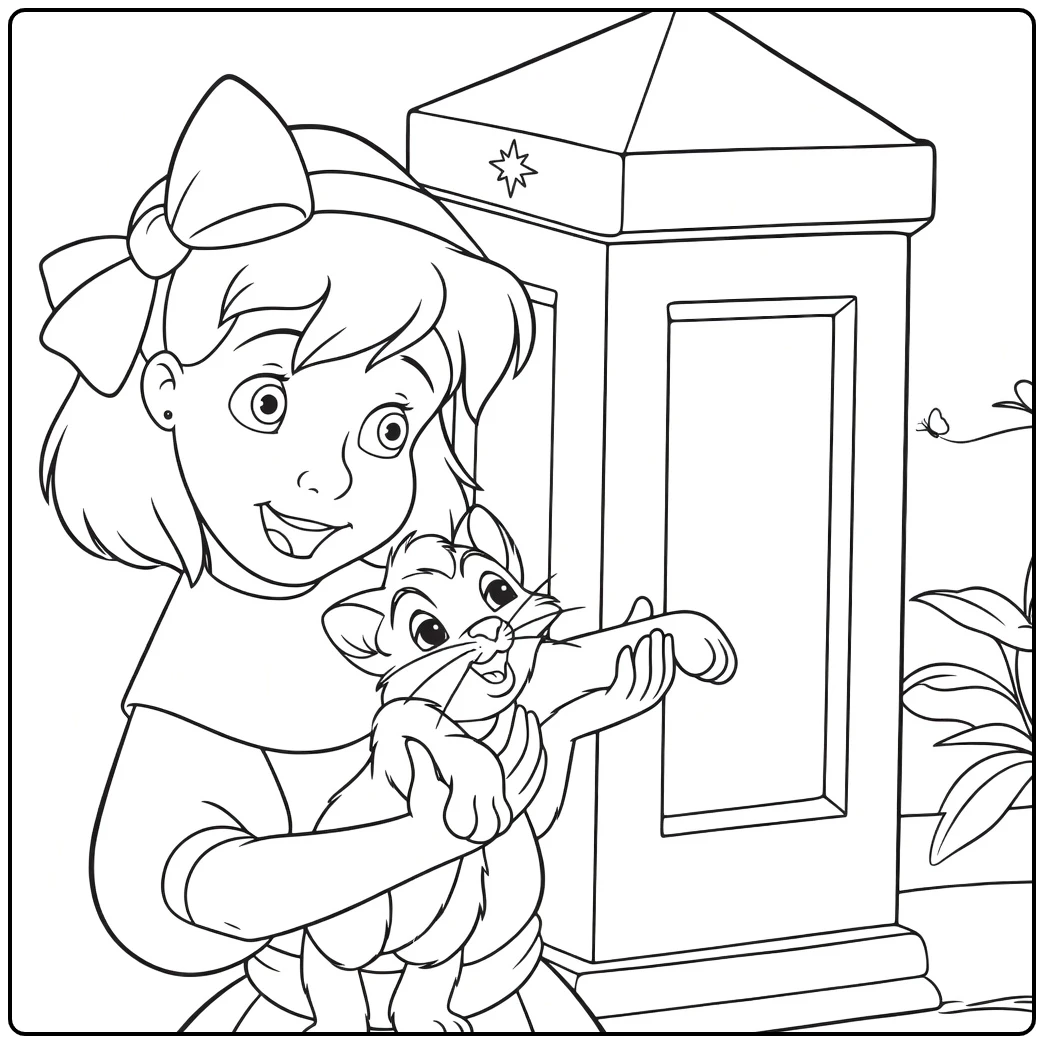 oliver Company Jenny with Her Kitten coloring page