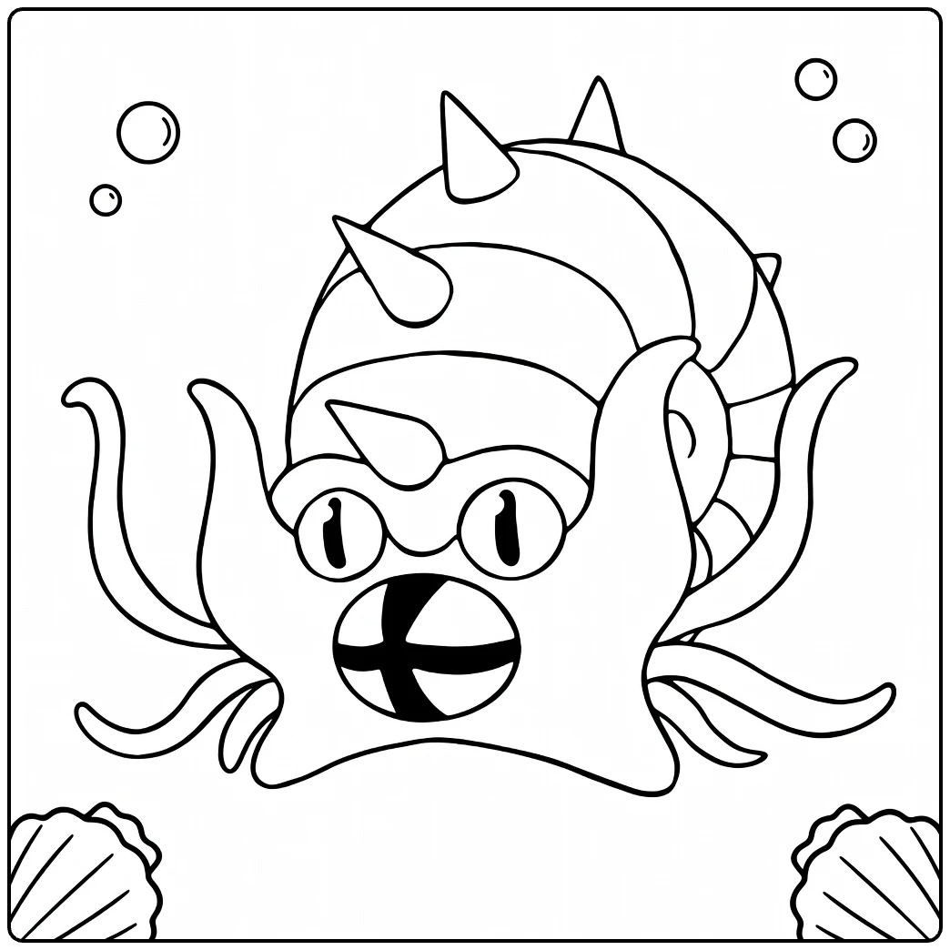 Omastar Tough Sea Pokemon coloring page