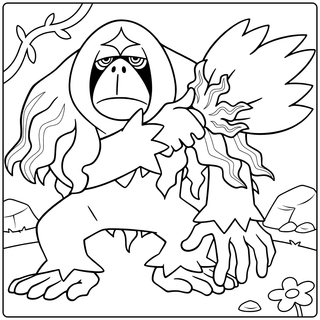 oranguru coloring page Pokemon machtige aap in oerwoud