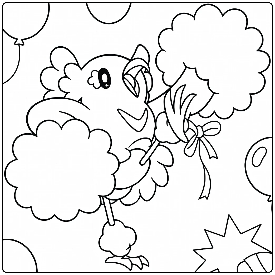 oricorio coloring page in pom pom cheerleader stijl