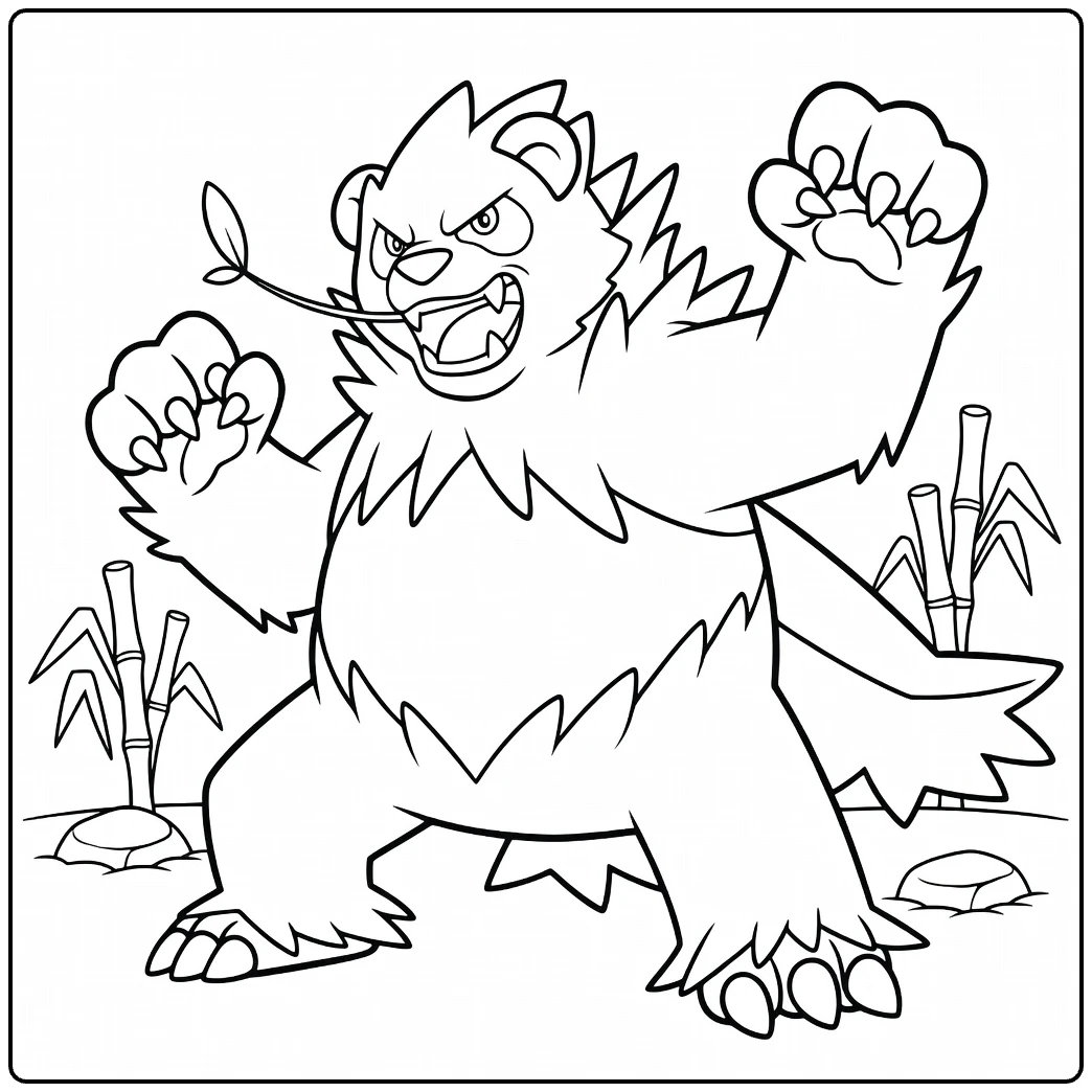 Pangoro in Aggressive Battle Pose coloring page