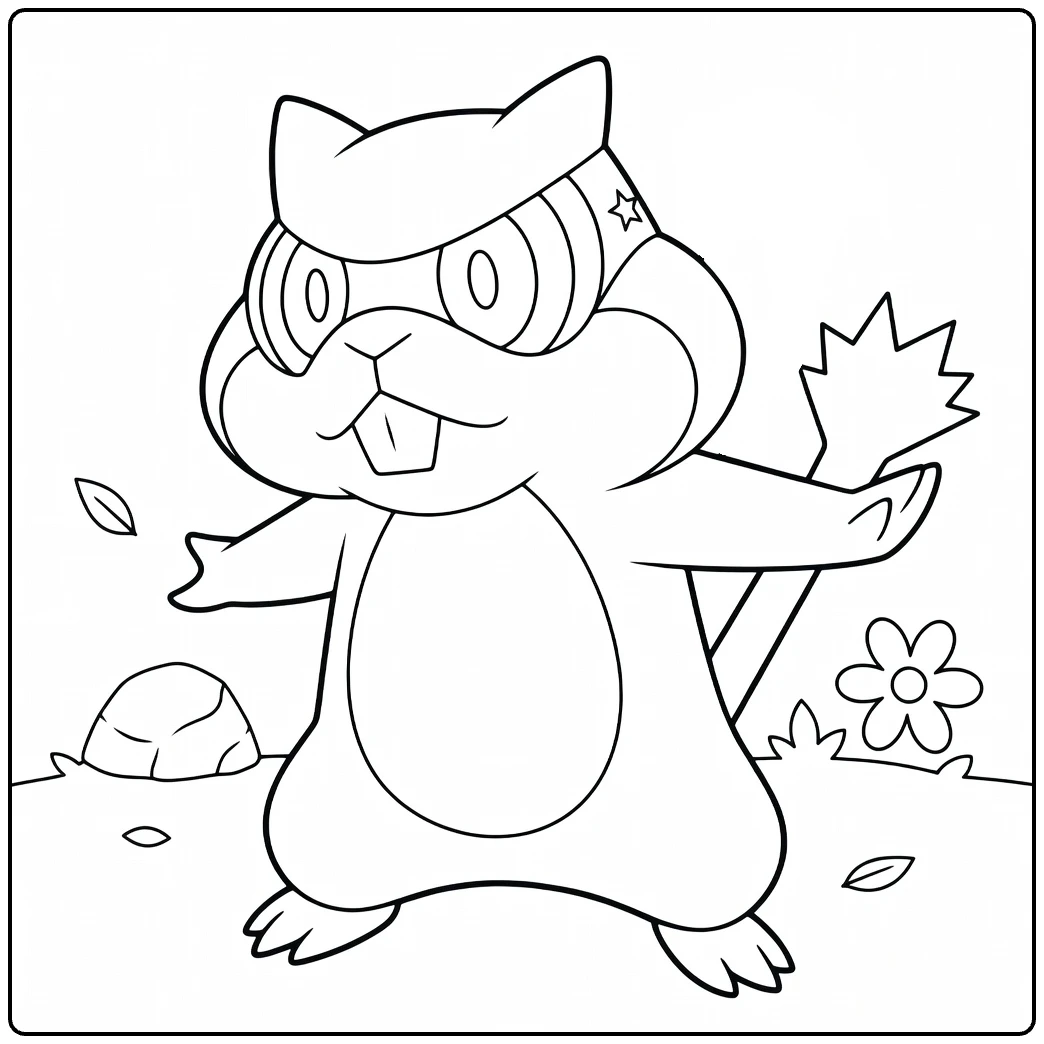 patrat coloring page dynamische Pokemon with goggles and natuur