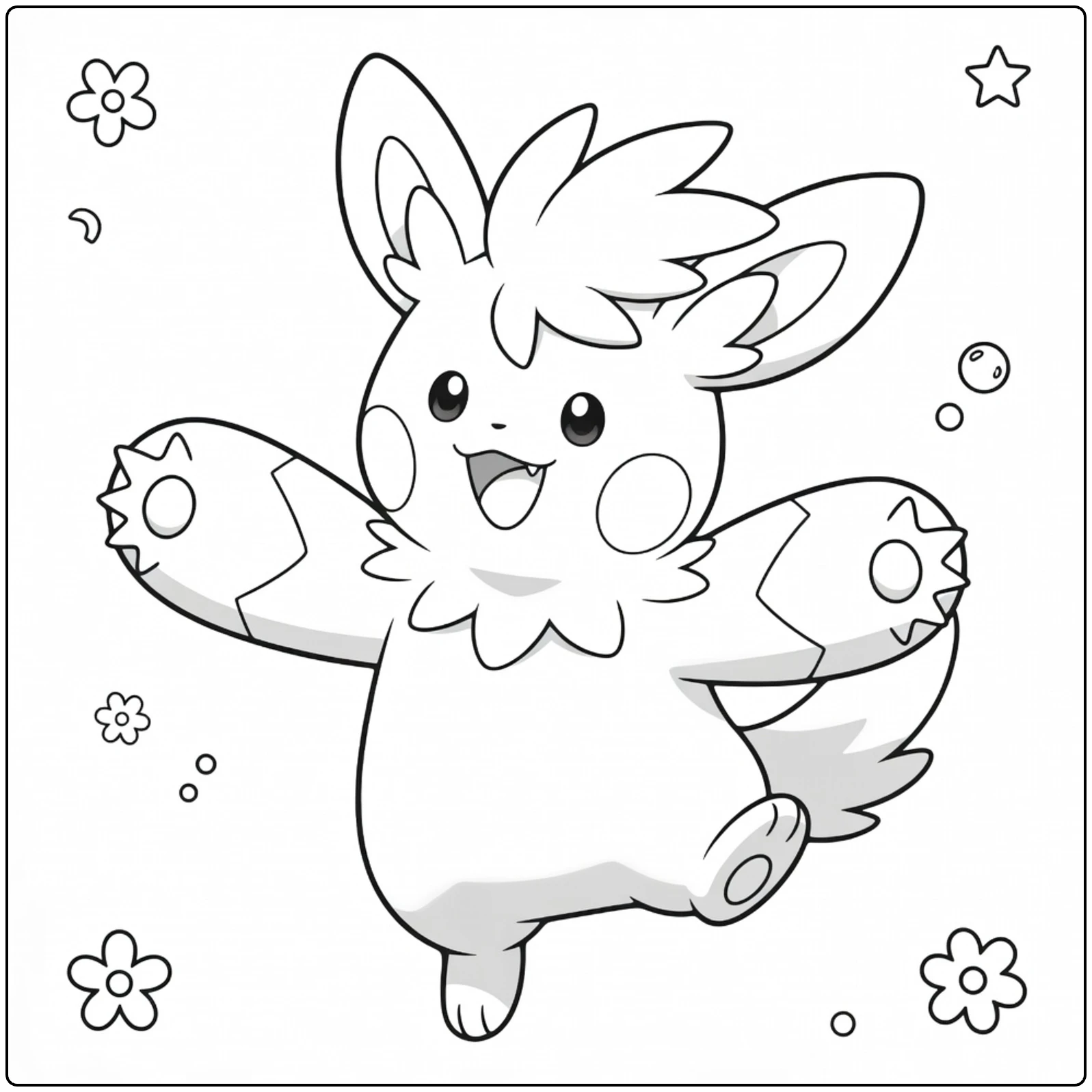 Cute Smiling Pawmot with Stars coloring page