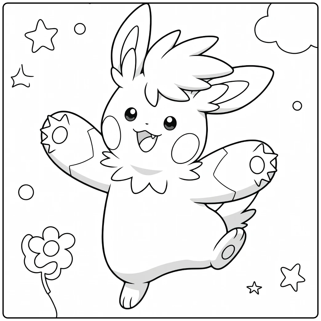 Cute Jumping Pawmot coloring page