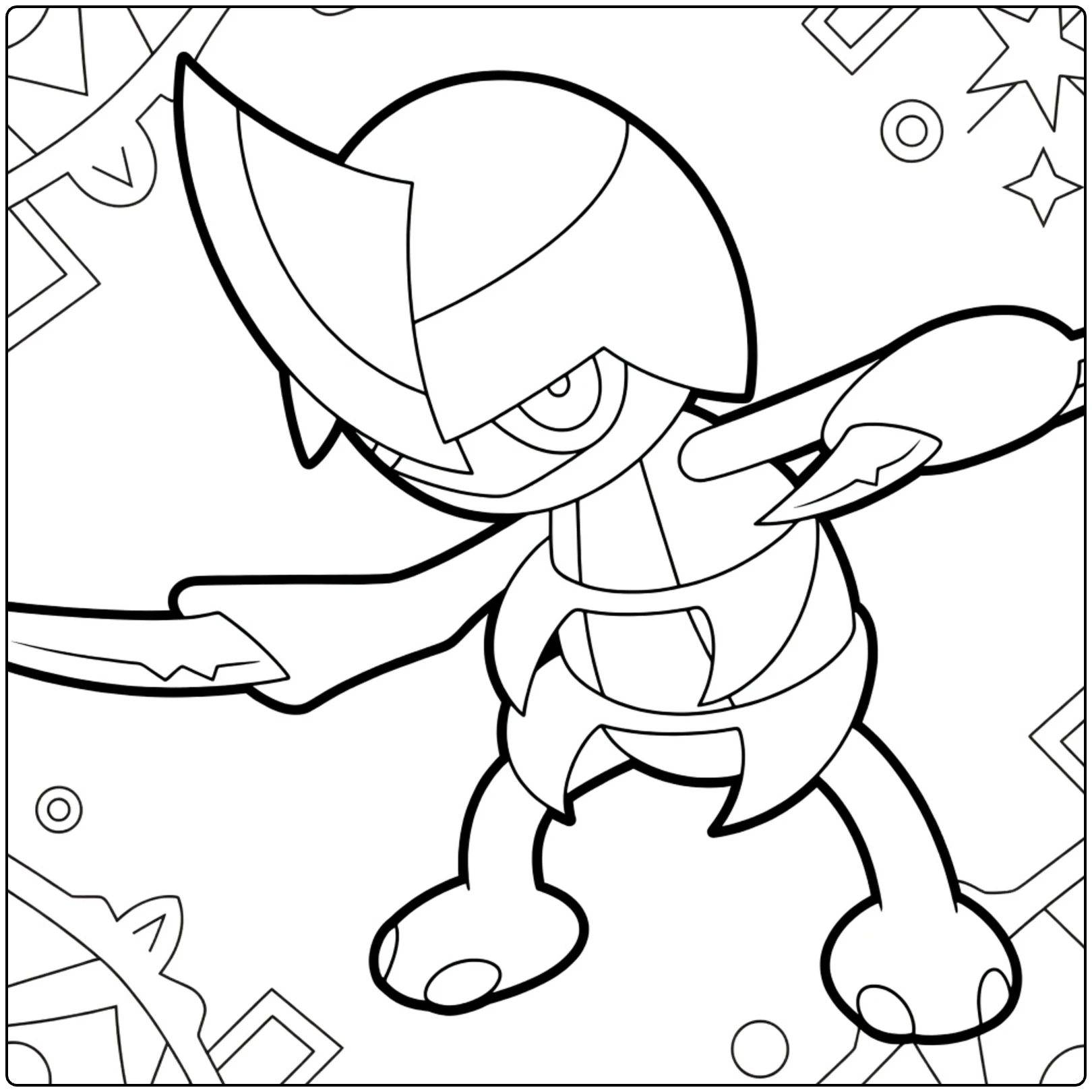 Pawniard Pokemon in Dynamic Pose coloring page