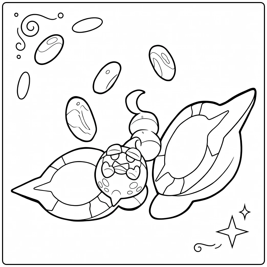 Pecharunt Cute Pokemon from Pod coloring page