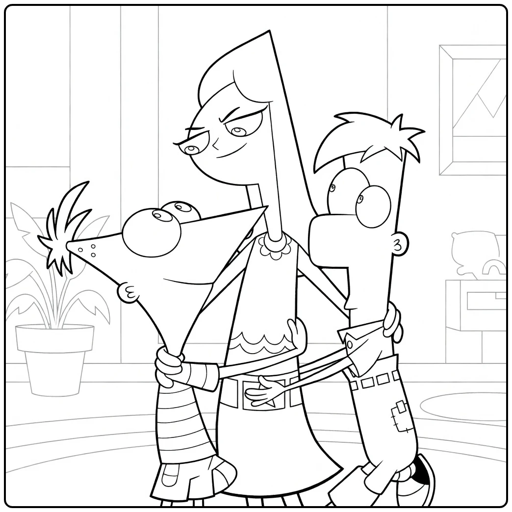 phineas and Ferb Candace with Perry coloring page