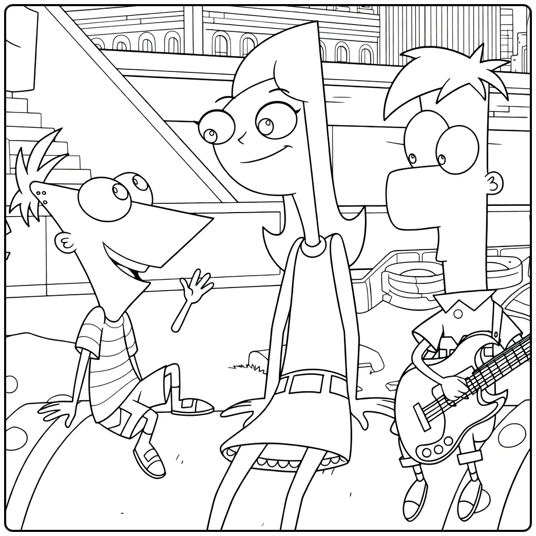 phineas and Ferb Phineas and Ferb with Candace coloring page
