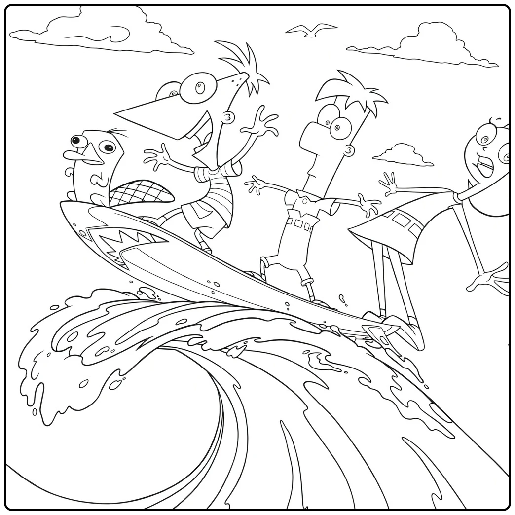 phineas and Ferb Surfavontuur on Zee coloring page