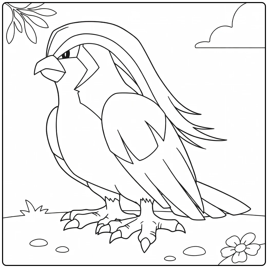 Pidgeot Majestic Flying Eagle coloring page