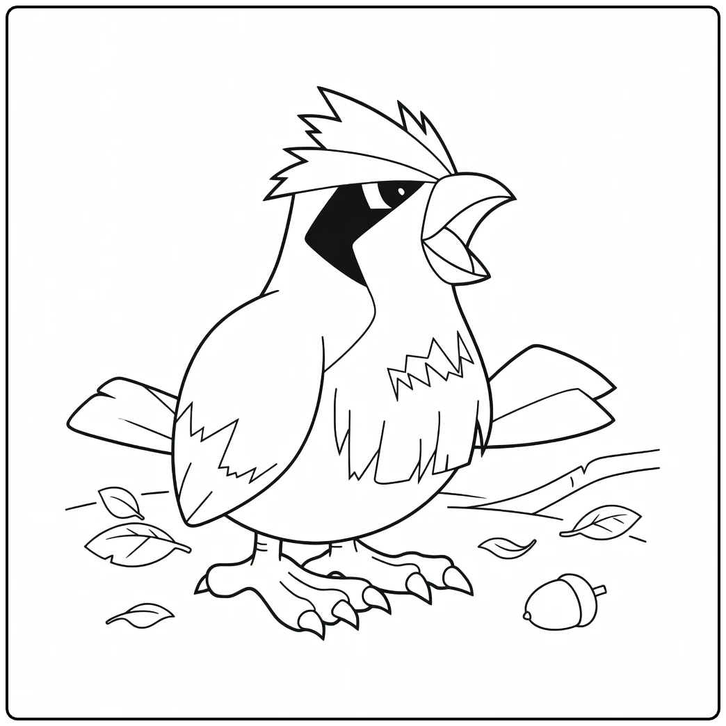 pidgey coloring page for kids cute vogel with tak