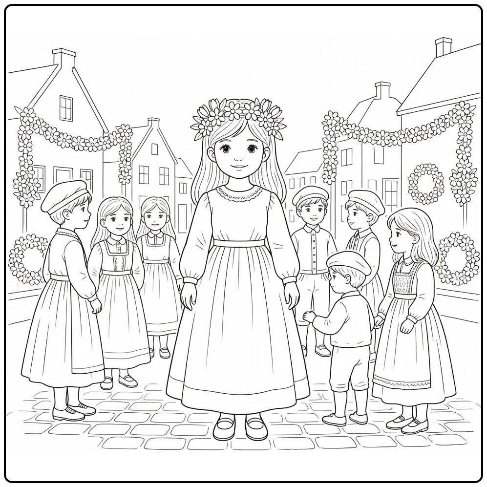 pinksteren Traditionele Pinksterbruid Scne coloring page