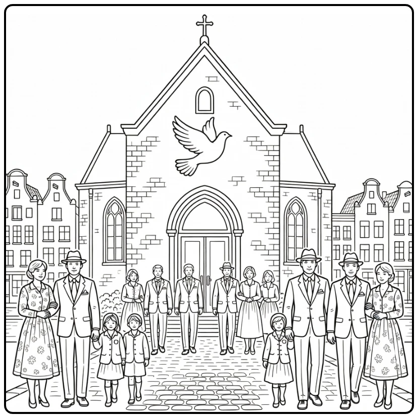 pinksteren Nederlandse Kerkdienst Scne coloring page