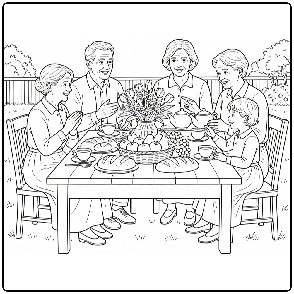 pinksteren a Buiten Pinksterbrunch coloring page