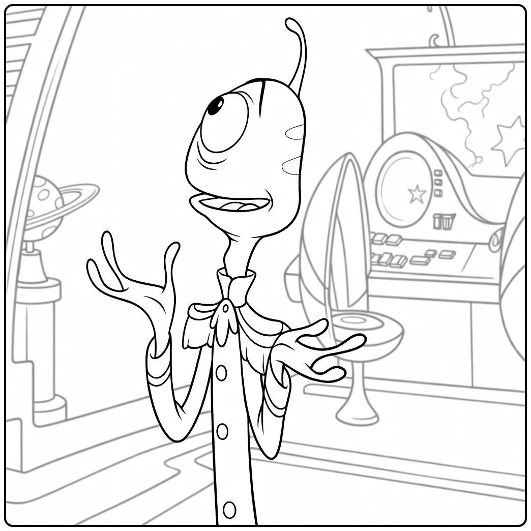 pleakley Funny Alien Drawing coloring page