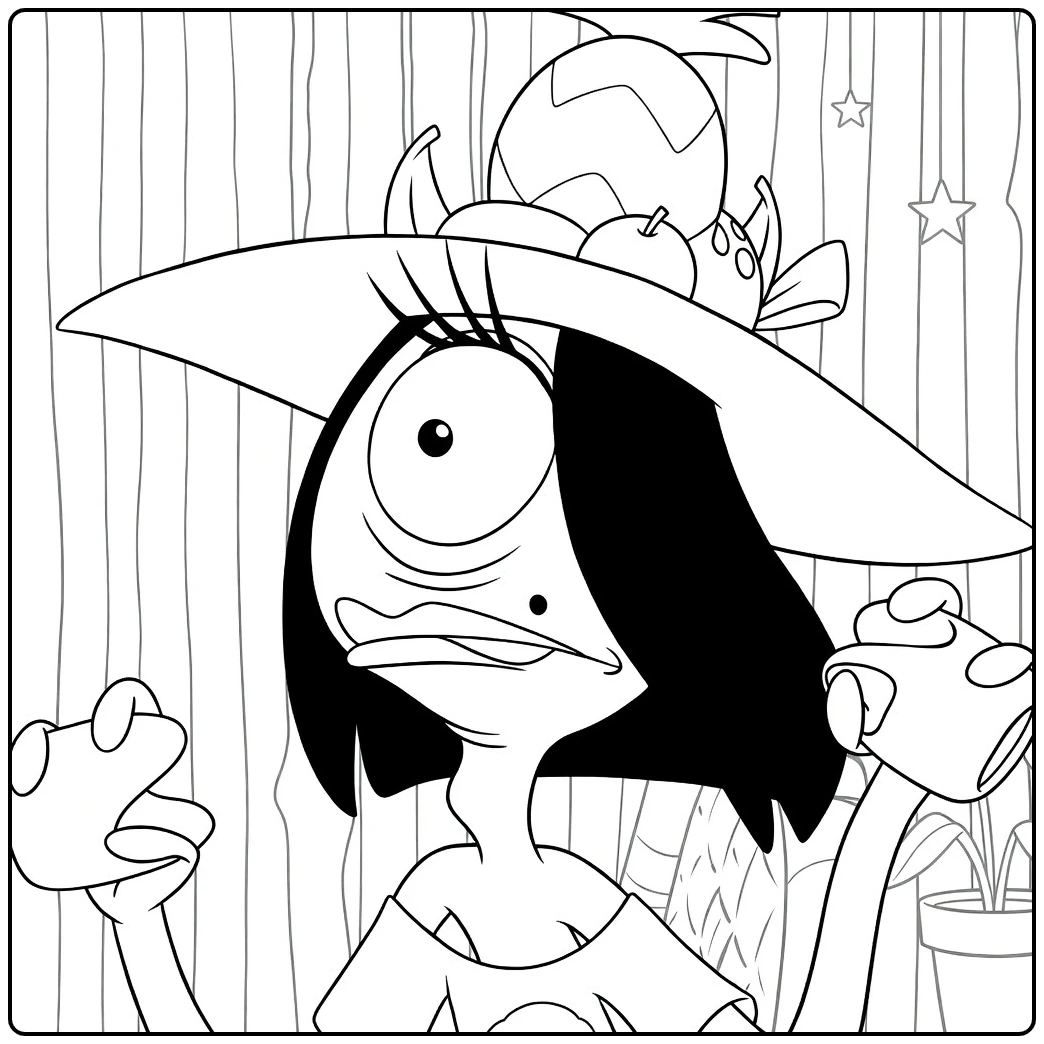 pleakley Hat and Funny Expression coloring page