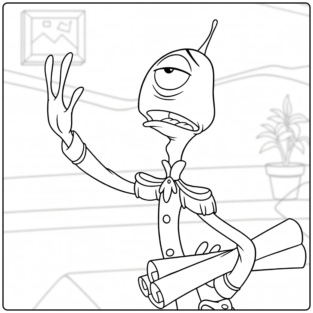 pleakley Funny Alien with Plans coloring page