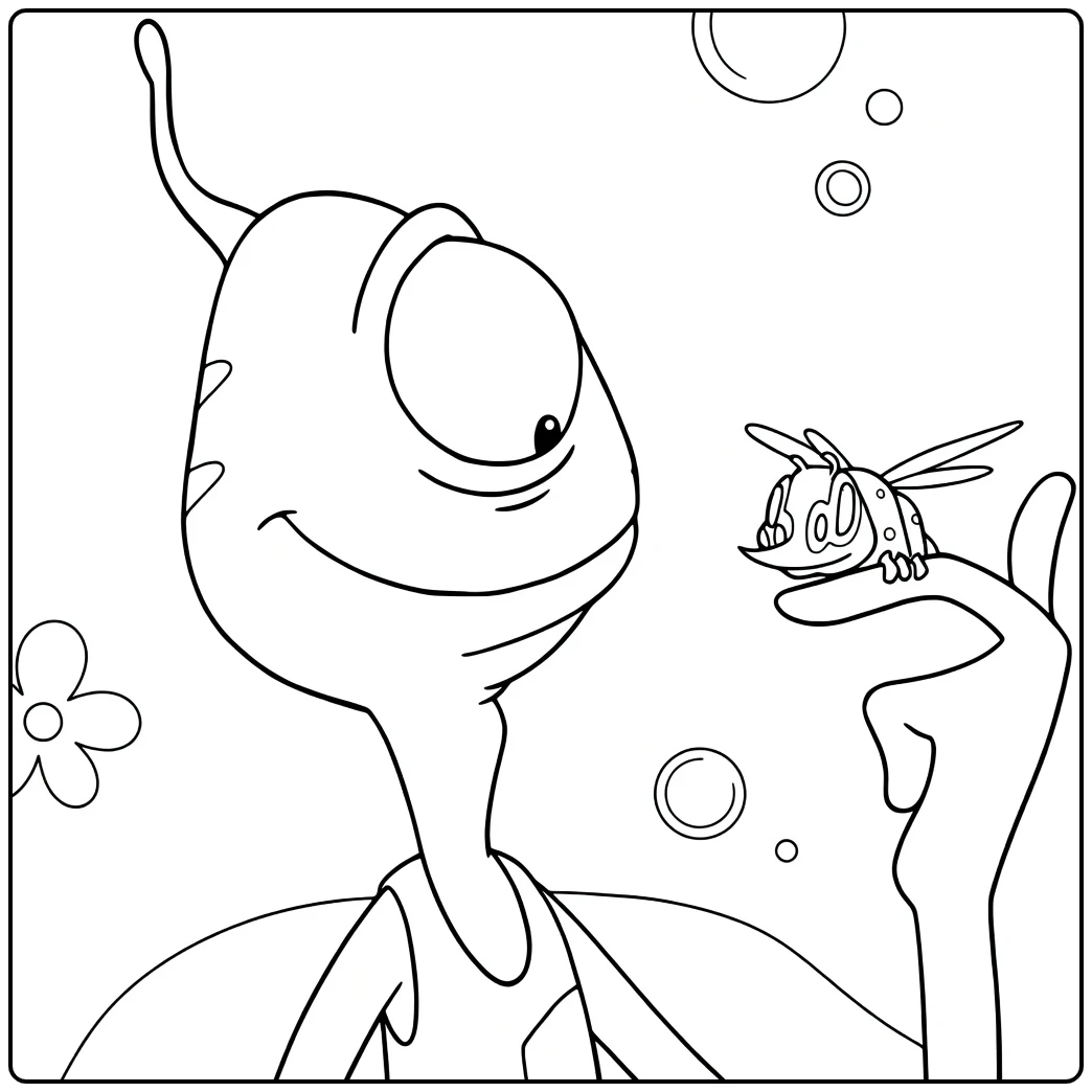 pleakley Funny Alien with Creature coloring page