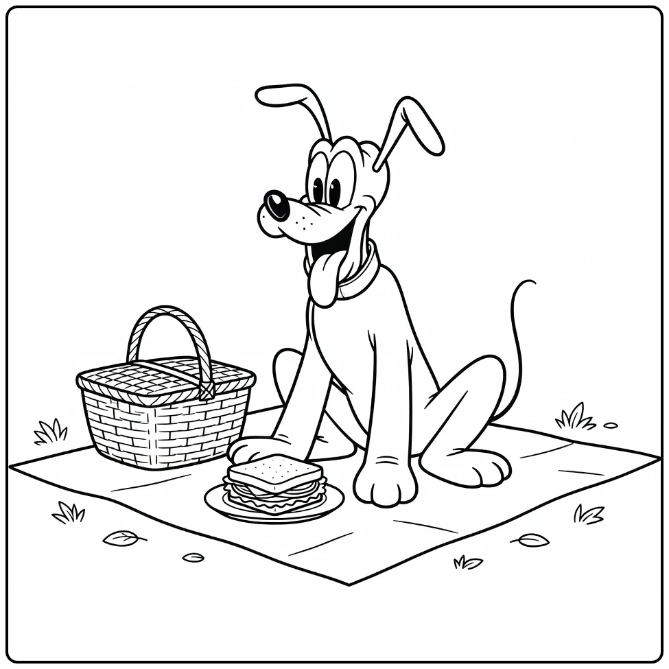 pluto coloring page pluto enthousiast naar sandwich with mand