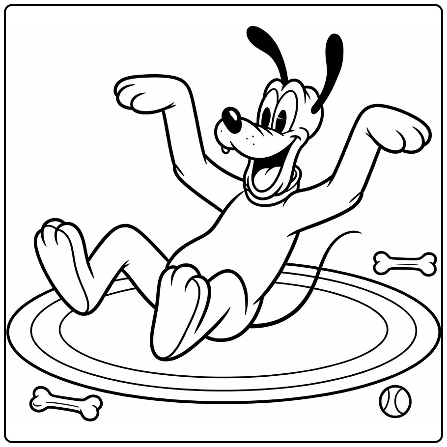 pluto coloring page wacht on buikkrabbel with speelgoed