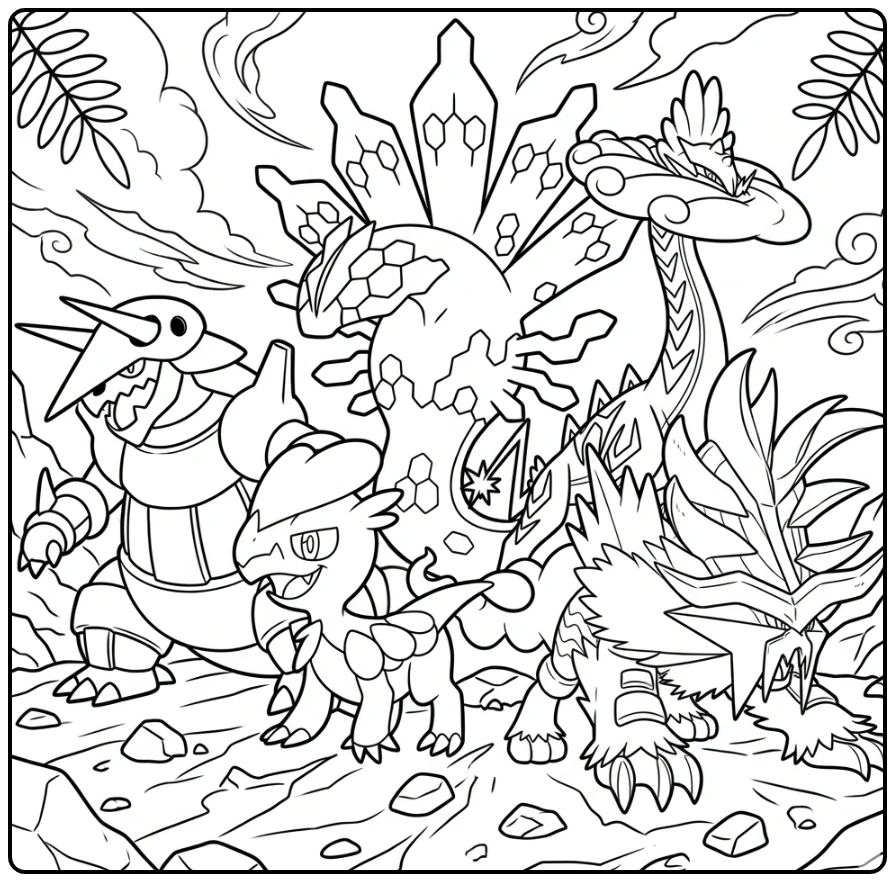 Pokemon dragon coloring page for creative children