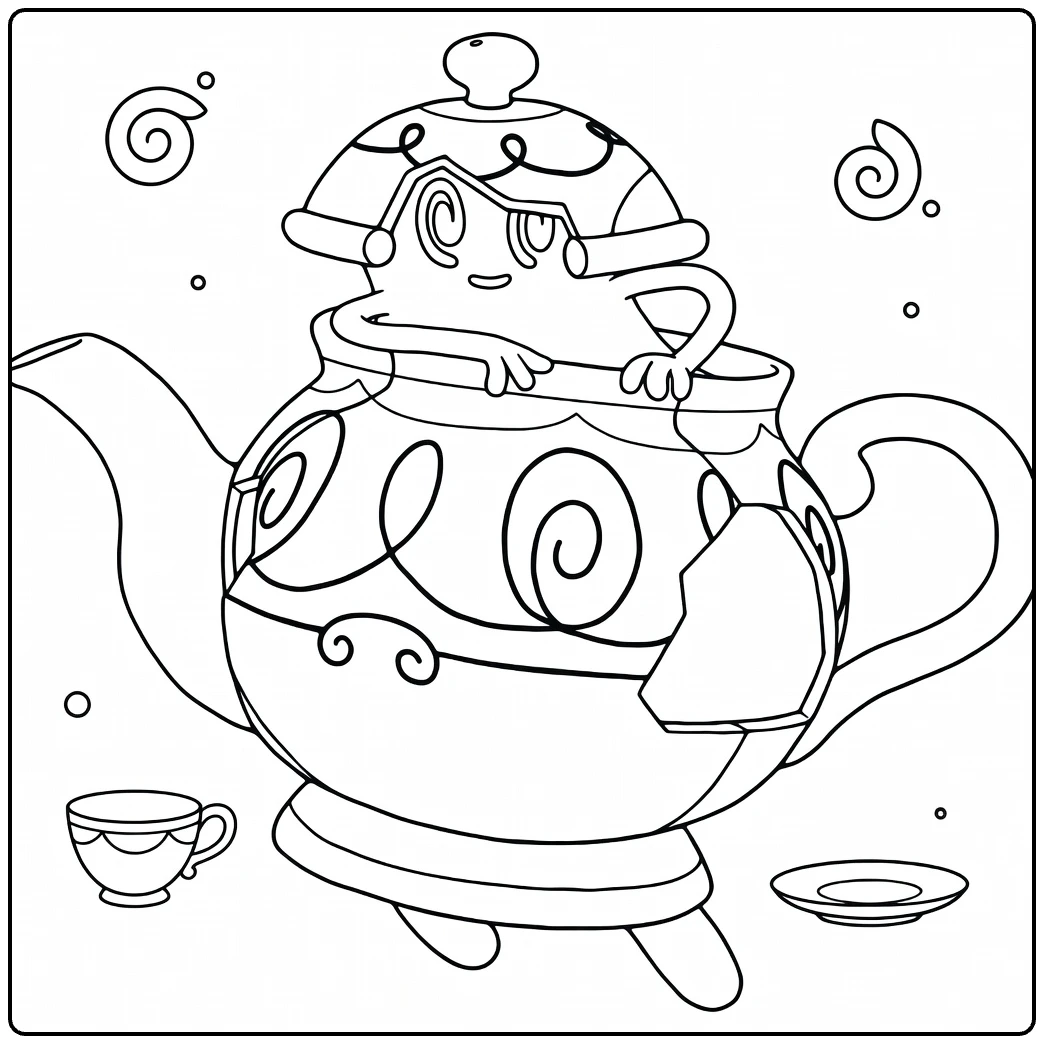 Polteageist Funny Teapot Ghost coloring page
