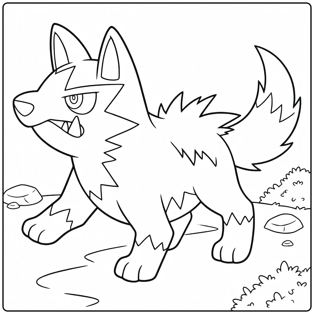 Poochyena Angry Pokemon on Rocks coloring page