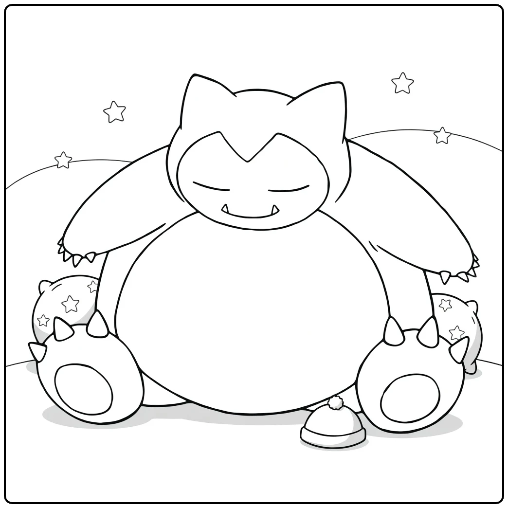 porygon coloring page snorlax droomt with stars