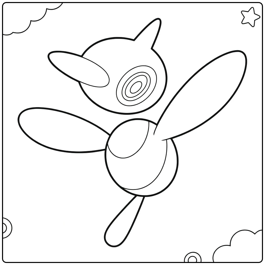 porygon z coloring page in dynamische vliegpose