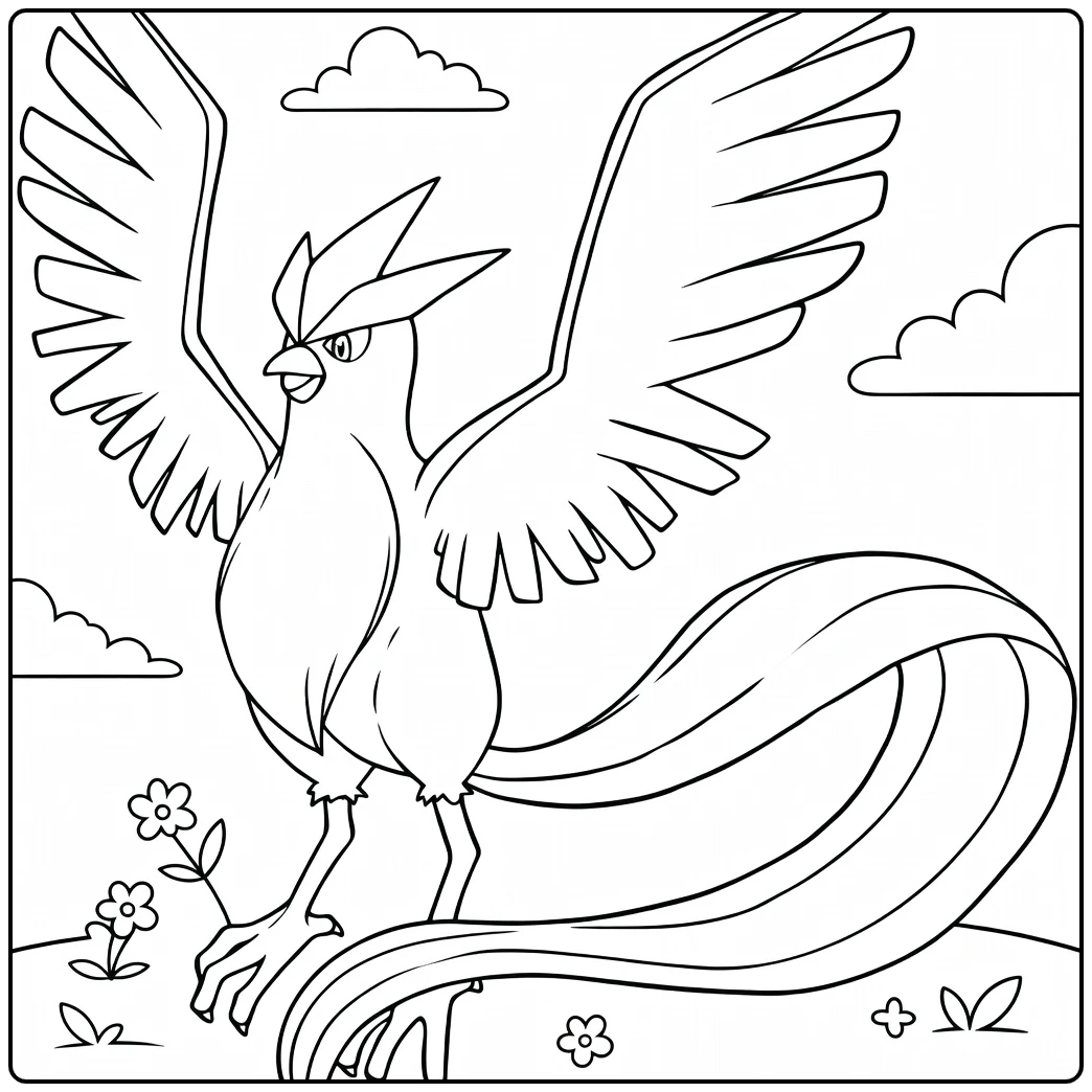 Beautiful Articuno Pokemon Drawing coloring page